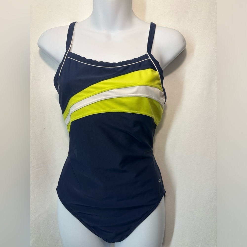 Champion Blue and Yellow One Piece Swimsuit Sporty Design new no tags # A2